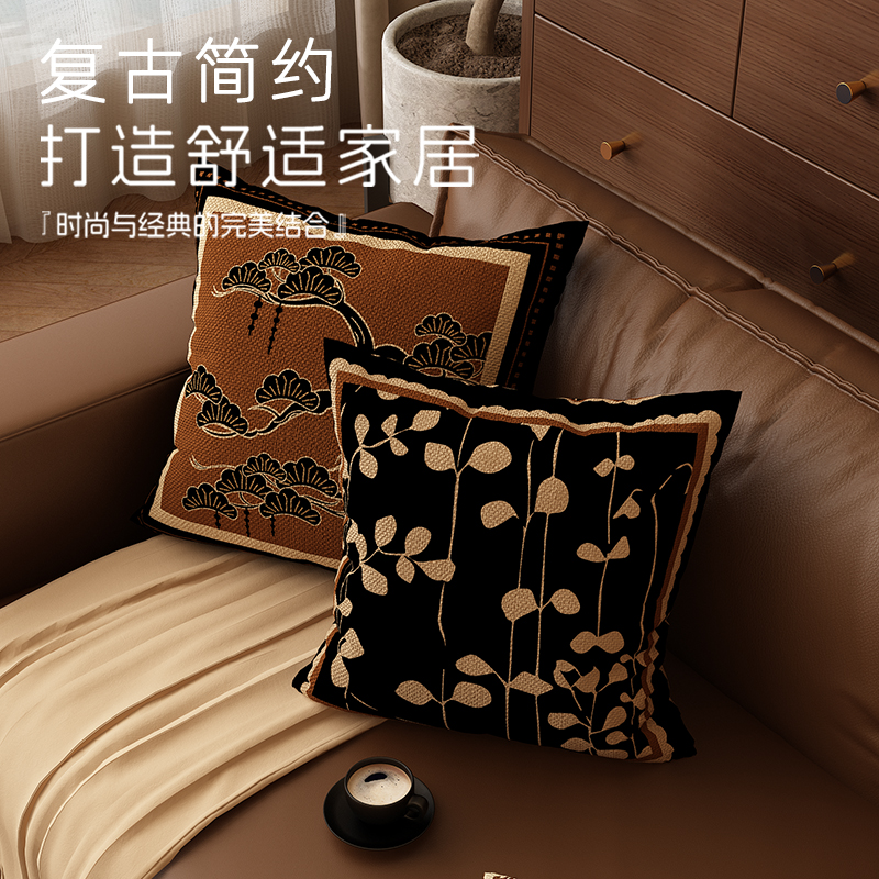 中古风仿麻抱枕高级感