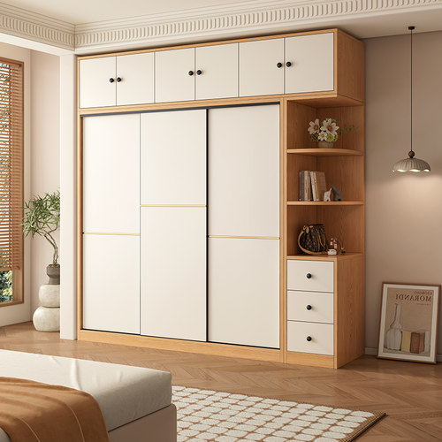 衣柜实木新款家用推拉门衣橱