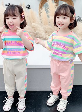 女童短袖套装夏季中小童两件套