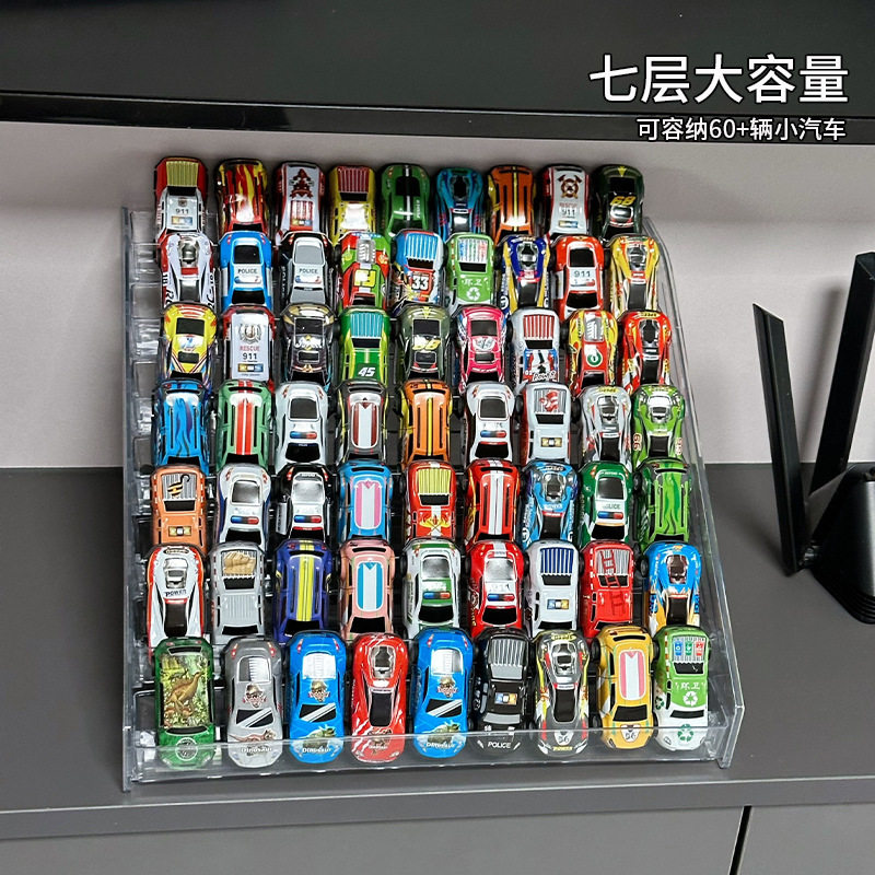 现货儿童玩具车展示架1:64风火轮合金模型小汽车收纳盒多层阶梯架