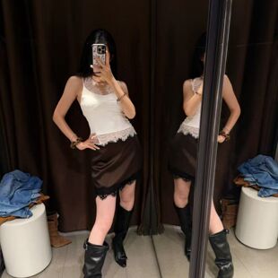 2026秋季新品女装辣妹风蕾丝拼接挂脖领吊带背心上衣