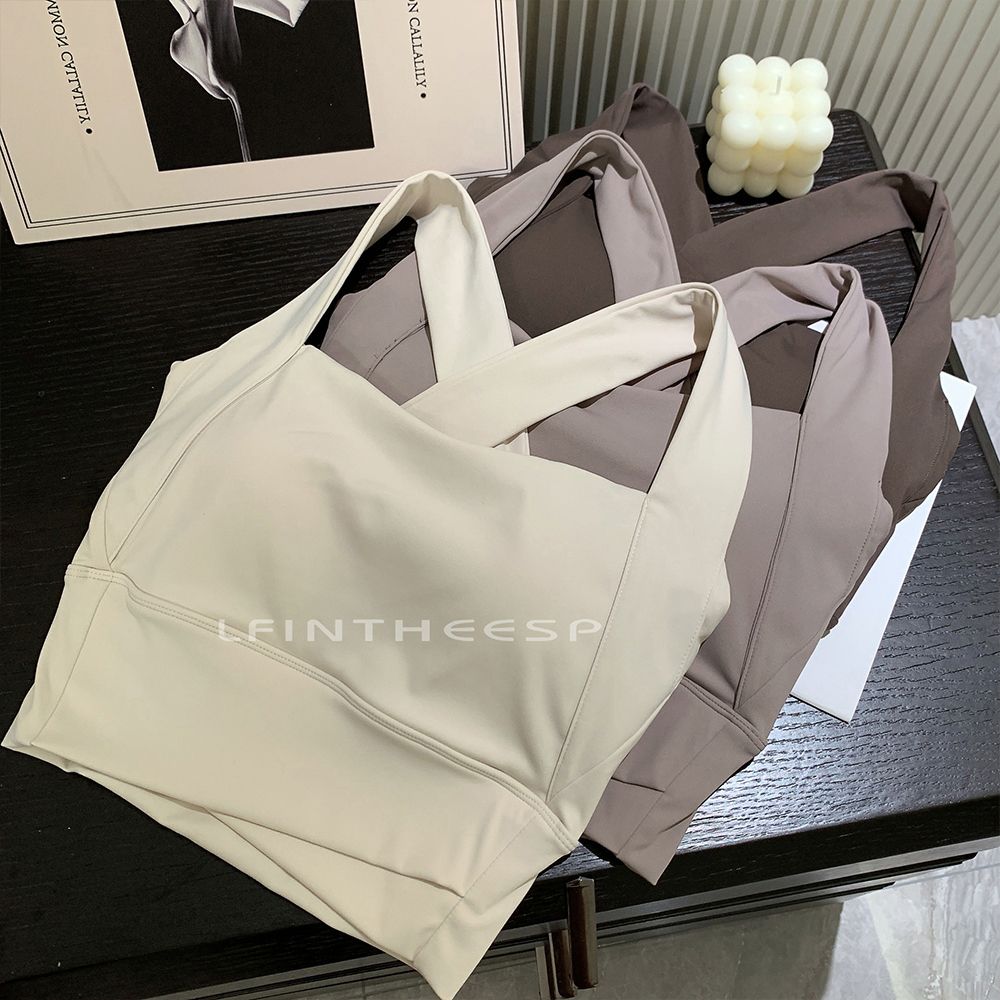 2024女夏新款宽肩带交叉美背运动文胸收副乳V型加压健身瑜伽背心