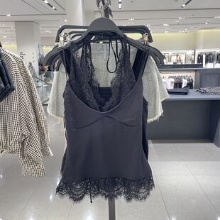 2026夏季新品甜辣风性感时尚蕾丝拼接饰挂脖领吊带背心女
