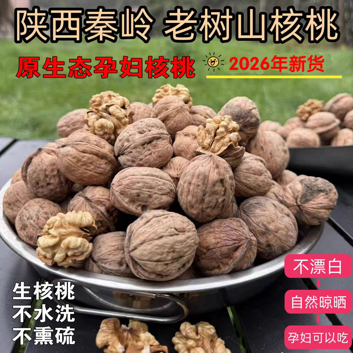 陕西秦岭野生核桃山核桃生的原味原生态不水洗孕妇放心吃百年老树