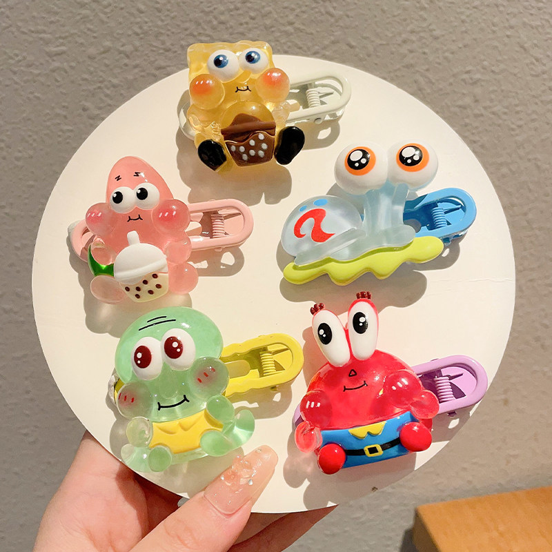 儿童海绵宝宝发夹派大星蟹老板卡通头饰章鱼哥发卡儿童刘海夹边夹