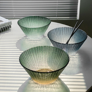 水果盘高颜值水果碗透明玻璃碗耐高温汤碗客厅家用碗碟套装 沙拉碗