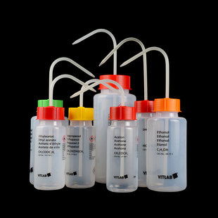 GL45标签塑料洗瓶丙丁酮乙醇异丙醇甲醇蒸馏水溶剂标识VITLAB进口