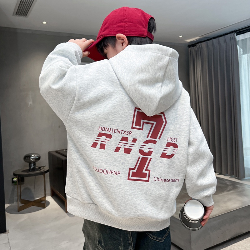 男童春秋款连帽卫衣秋装中大童2023新款男孩秋季儿童炸街潮牌痞帅