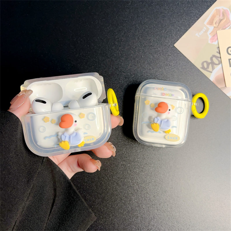 适用airpods保护套卡通立体鸭子