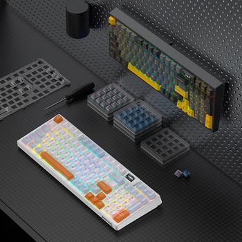 魔咖3098机械键盘三模无线客制化diy彩屏gasket热插拔PBT侧刻键帽