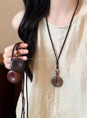 天然实木平安扣吊坠中式禅意挂饰