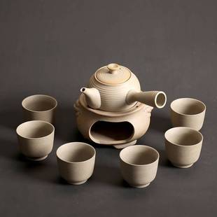 一壶四杯家用中式 围炉煮茶壶粗陶功夫茶具套装 陶瓷提梁茶壶杯整套