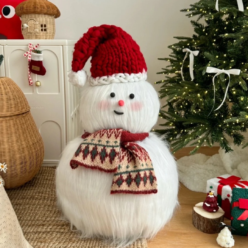 圣诞节雪人diy自制12cm长毛绒布料材料包网红拍照道具落水毛装饰