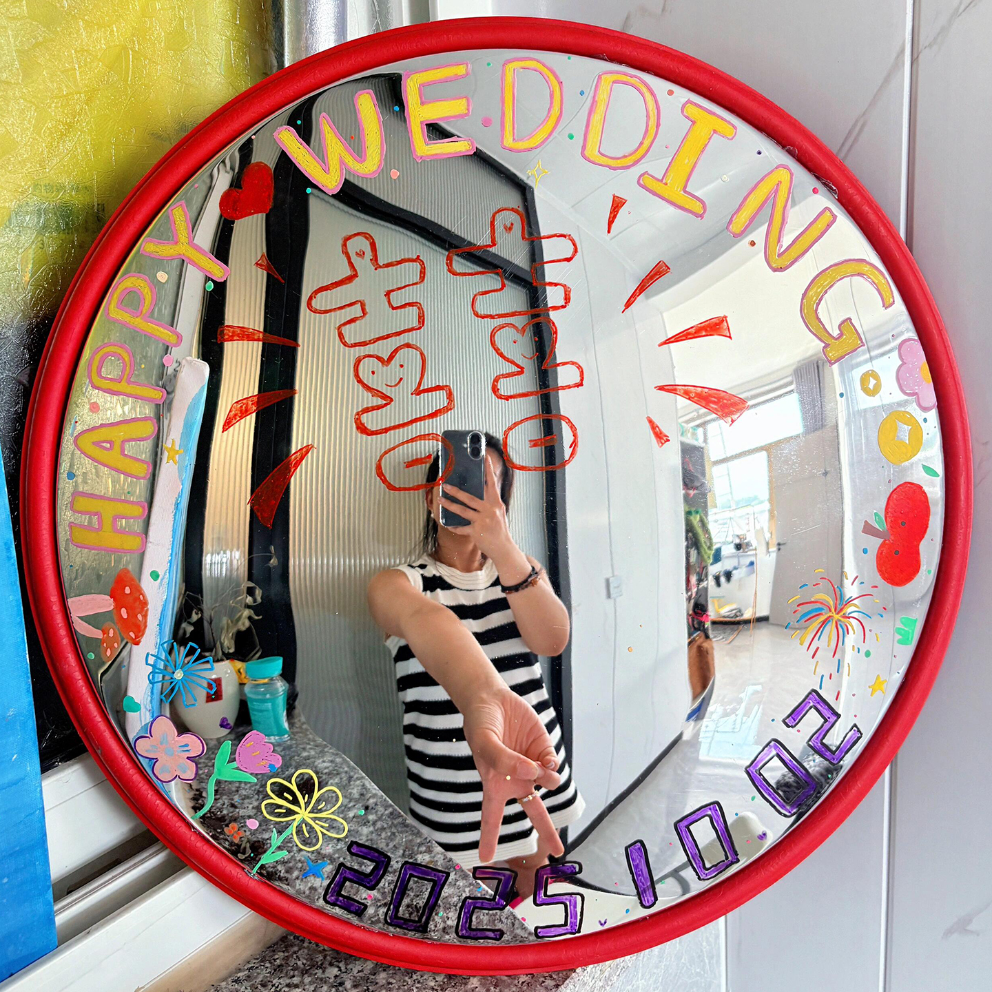 凹凸镜广角镜diy装饰摆件结婚拍照道具氛围感订婚打卡小神器壁挂