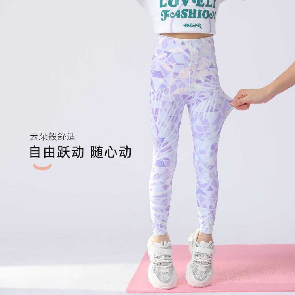 女童打底裤 冰丝春夏薄款瑜伽鲨鱼中大童彩色外穿运动防晒裤子