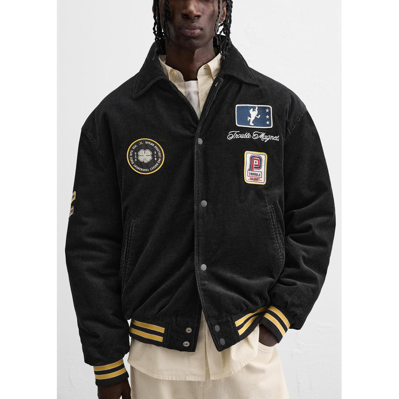 thumbnail for Cabinet 799! Men&#039;s 2025 Winter College Style Patchwork Corduroy Jacket 6318414