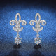 s925银镀18K铂金钻耳钉莫桑石皇冠王后鸢尾花高级感1克拉D色耳饰
