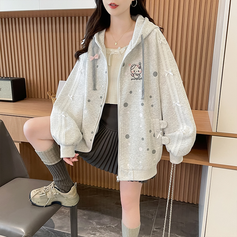学院风甜美可爱刺绣棒球服外套女春秋季2026新款宽松休闲开衫卫衣