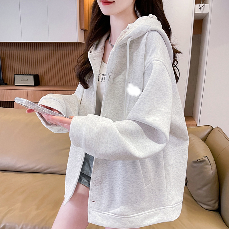 设计感小众卫衣女春秋季上衣2026新款初高中学生洋气加绒加厚外套