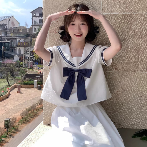 少女日系水手服学院风衬衫海军上衣套装半身裙学生夏季裙子两件套