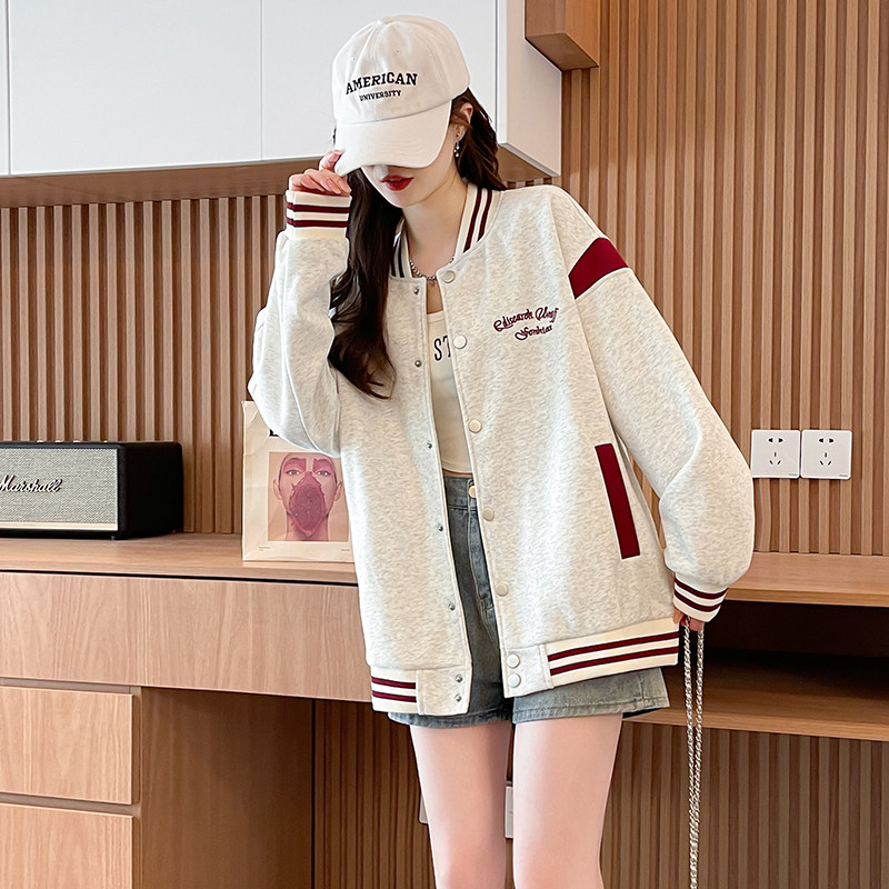 美式刺绣棒球服外套女春秋宽松夹克新款初高中学生女款学院风上衣