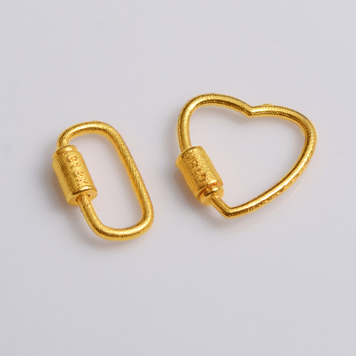 18k金古法金螺丝扣爱心形扣头连接扣diy饰品手链扣串珠结尾扣