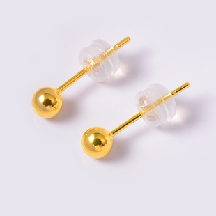 18k金豆豆耳钉2024年新款爆款金珠黄金彩金女小迷你玫瑰金养耳洞