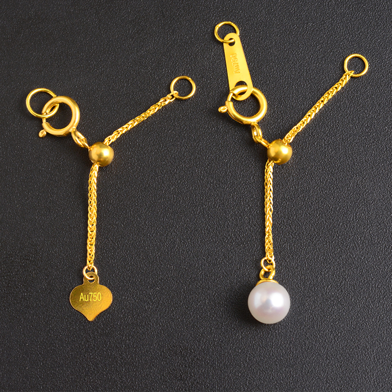 18k金可调节肖邦链项链加长延长链手链珍珠黄金玫瑰金白金diy配件