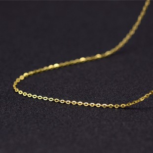 18k金o字链au750彩金女白金玫瑰金黄金项链细款 闪o十八2025年新款