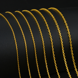 十字链18k金黄金彩金玫瑰金白金au750项链女卡家链十八锁骨链素链