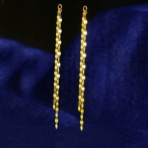 语瑶18K金吻链亮片流苏耳线
