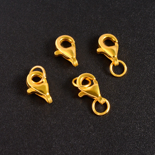 黄金999足金龙虾扣手链项链扣diy手工纯金女配件弹簧扣链尾连接扣