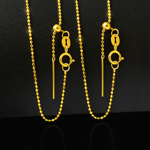 18k金针式 项链 链au750豆豆链天珠珍珠串珠锁骨链珠珠链路路通细款