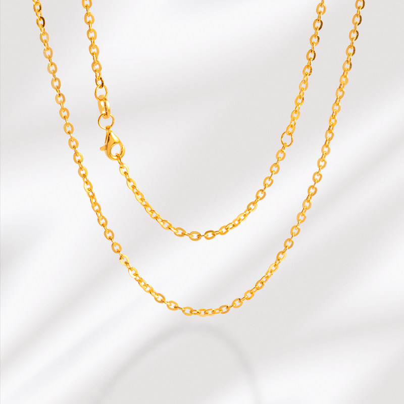 5G黄金项链999足金o字链可调节素链送母亲闪O链24k金纯金锁骨链