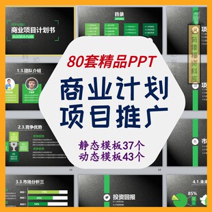 商业计划精品PPT模板产品项目创业融资推广含动态静态模板可编辑
