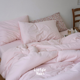 Liefde vaak「芍药粉」全棉针织棉四件套柔软天竺棉春夏粉色床品