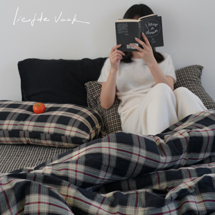 Liefde vaak「威尔士」复古格子全棉双层纱四件套纯棉亲肤被套
