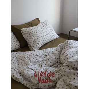 频繁热爱 【苦茶】复古混搭40支全棉双层纱四件套柔软小碎花被套