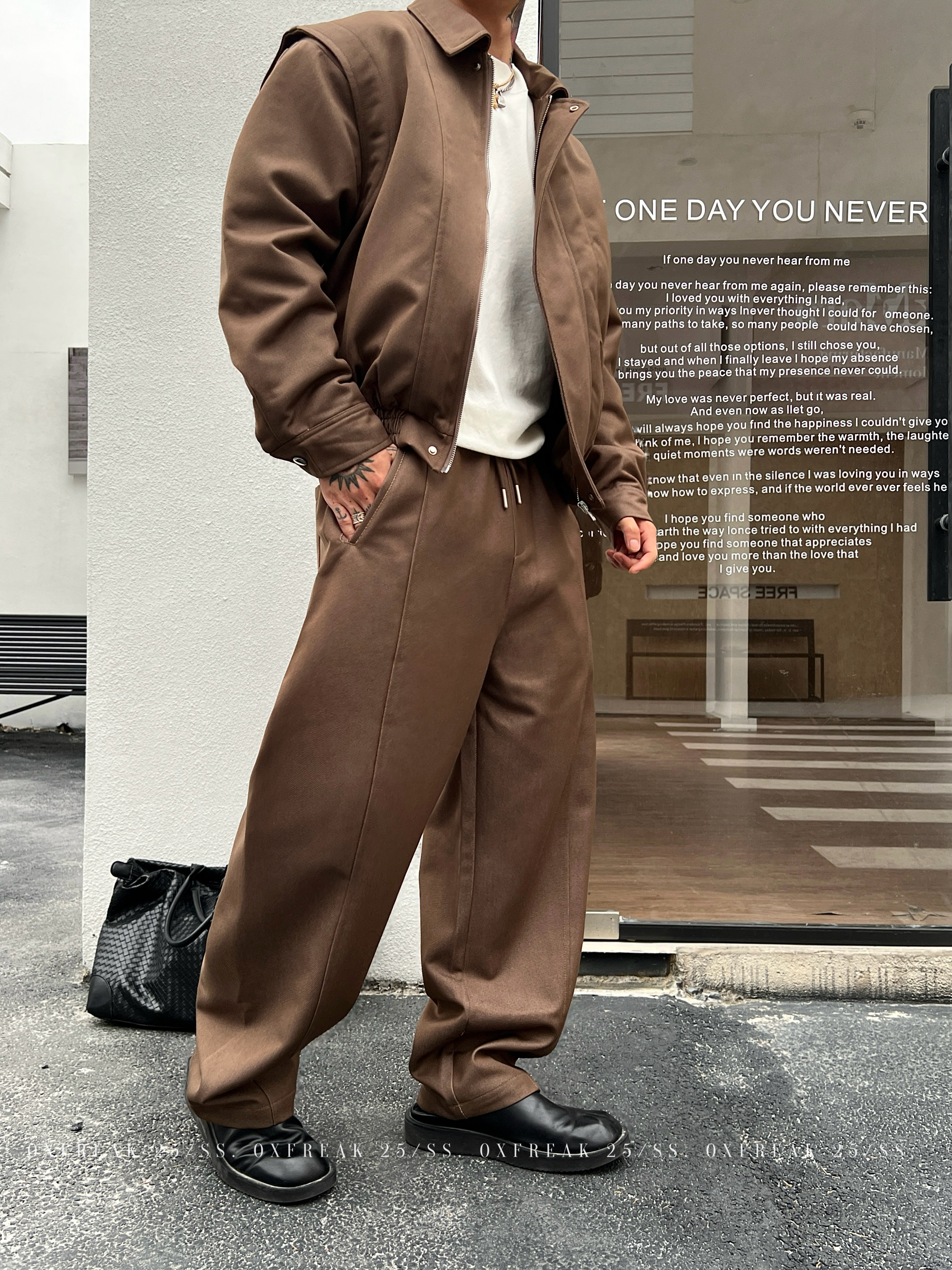 thumbnail for OXFREAK's "Set Series Three-Dimensional Cut" Autumn and Winter Short Cotton Men's Loose Straight Casual Sweatpants