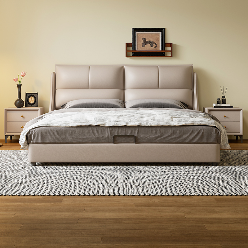 现代简约皮床主卧室高端大气双人1米8软包实木储物大床2025年新款