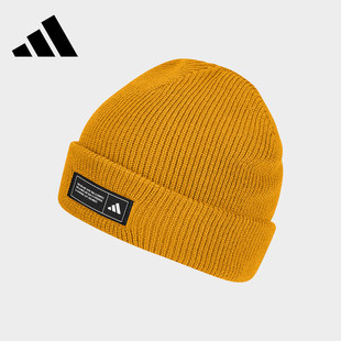 Adidas阿迪达斯针织帽棉帽冬季防风保暖黄色帽子时尚正品JF3163