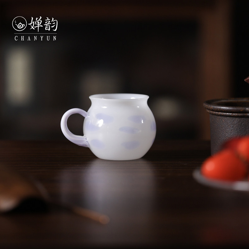 耐热玻璃茶杯紫幻彩泡泡玲珑杯