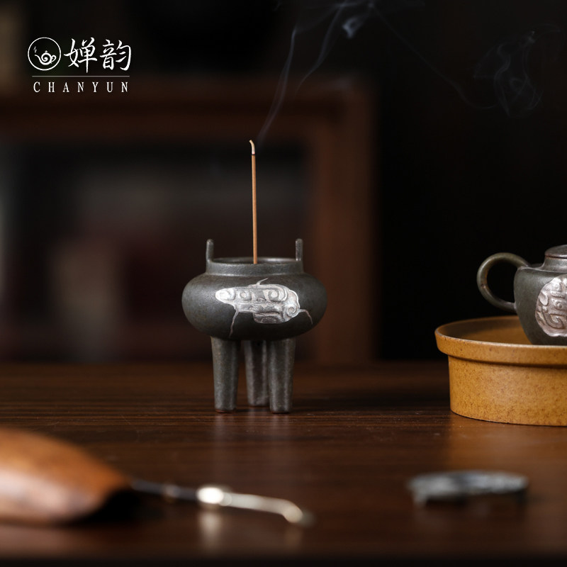 灰念茶具汉青釉三足香炉