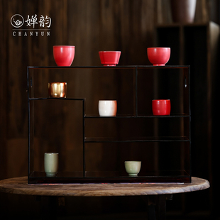梵山堂茶杯苏打釉山楂红四方杯扳指杯主人杯品茗杯喝茶杯子 婵韵