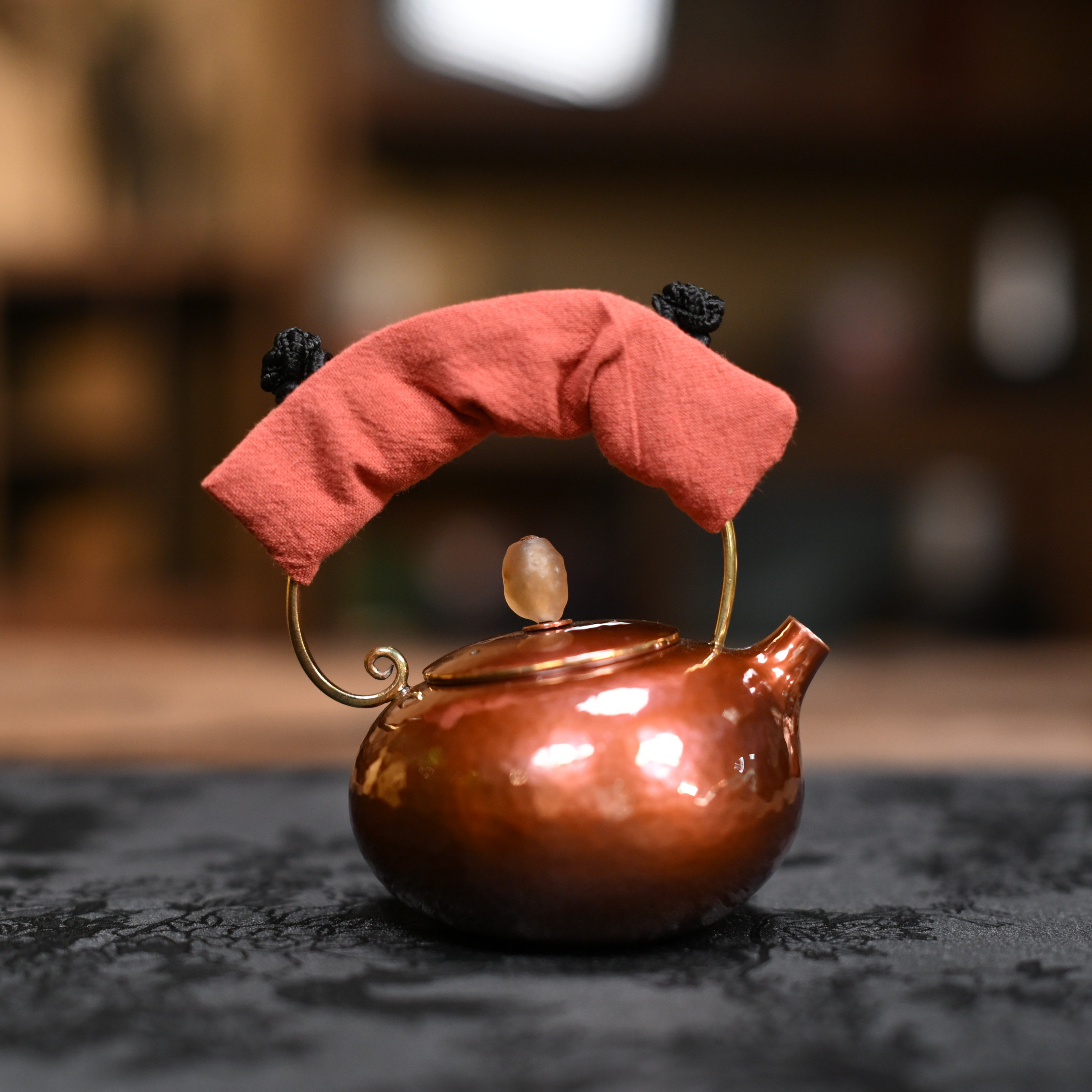 麦棠铜器茶具紫铜壶道遥壶烤色壶
