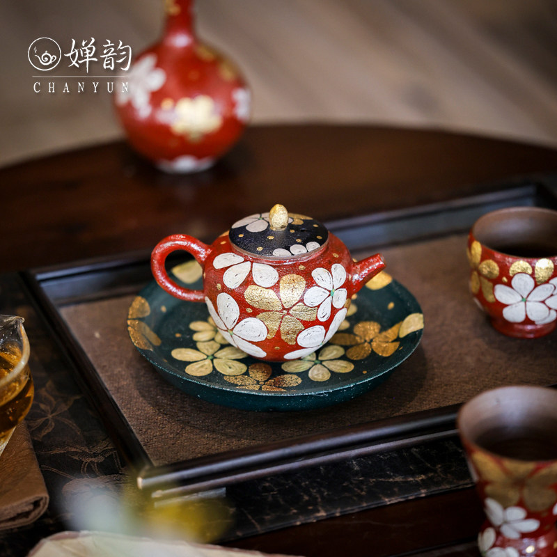 蕉白轩炼陶勿忘我五瓣花茶壶茶杯