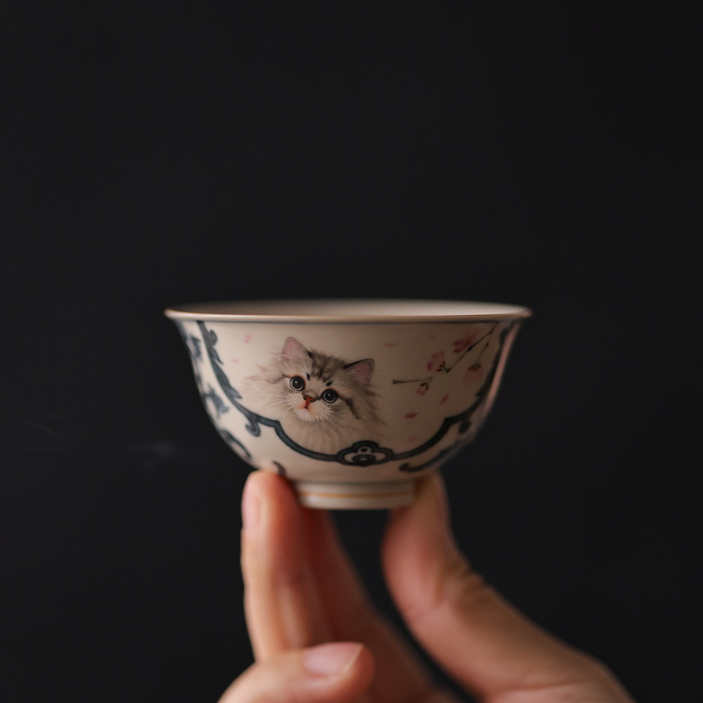 一生一物茶具布偶猫宫碗杯桃花杯