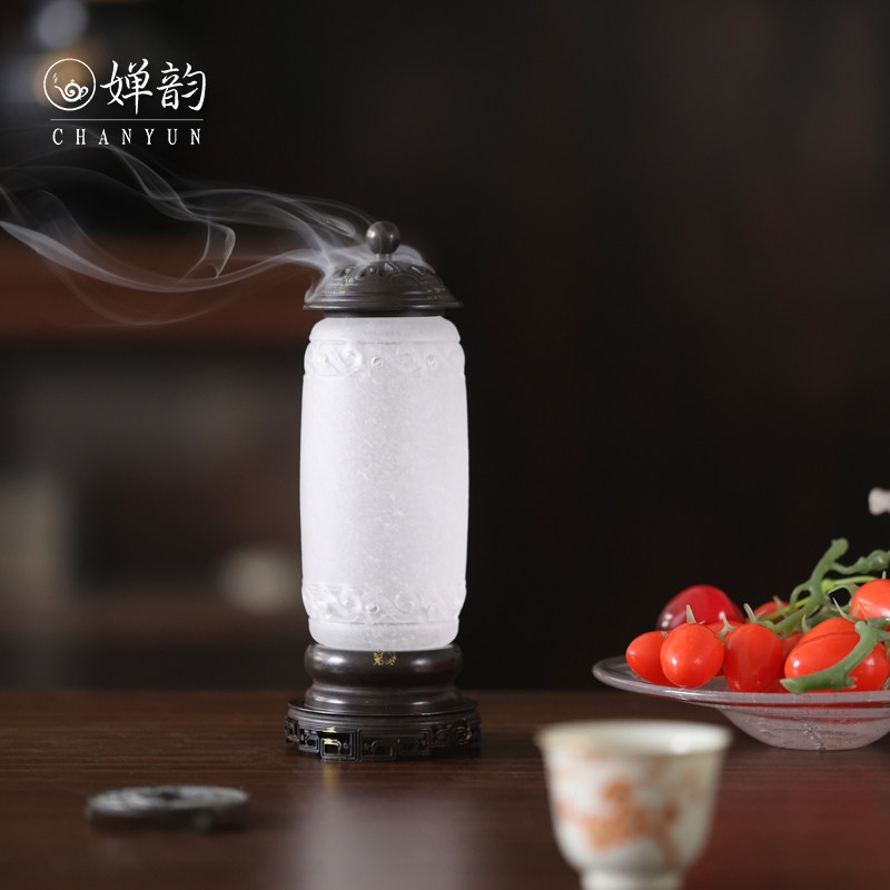 婵韵古篱古锡琉璃冰白色已安香炉