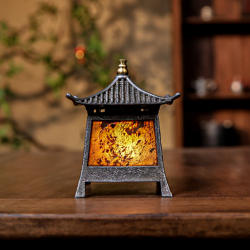 婵韵古篱湘妃竹六方宝塔华夏之光四方亭灯复古茶室烛台茶桌配件