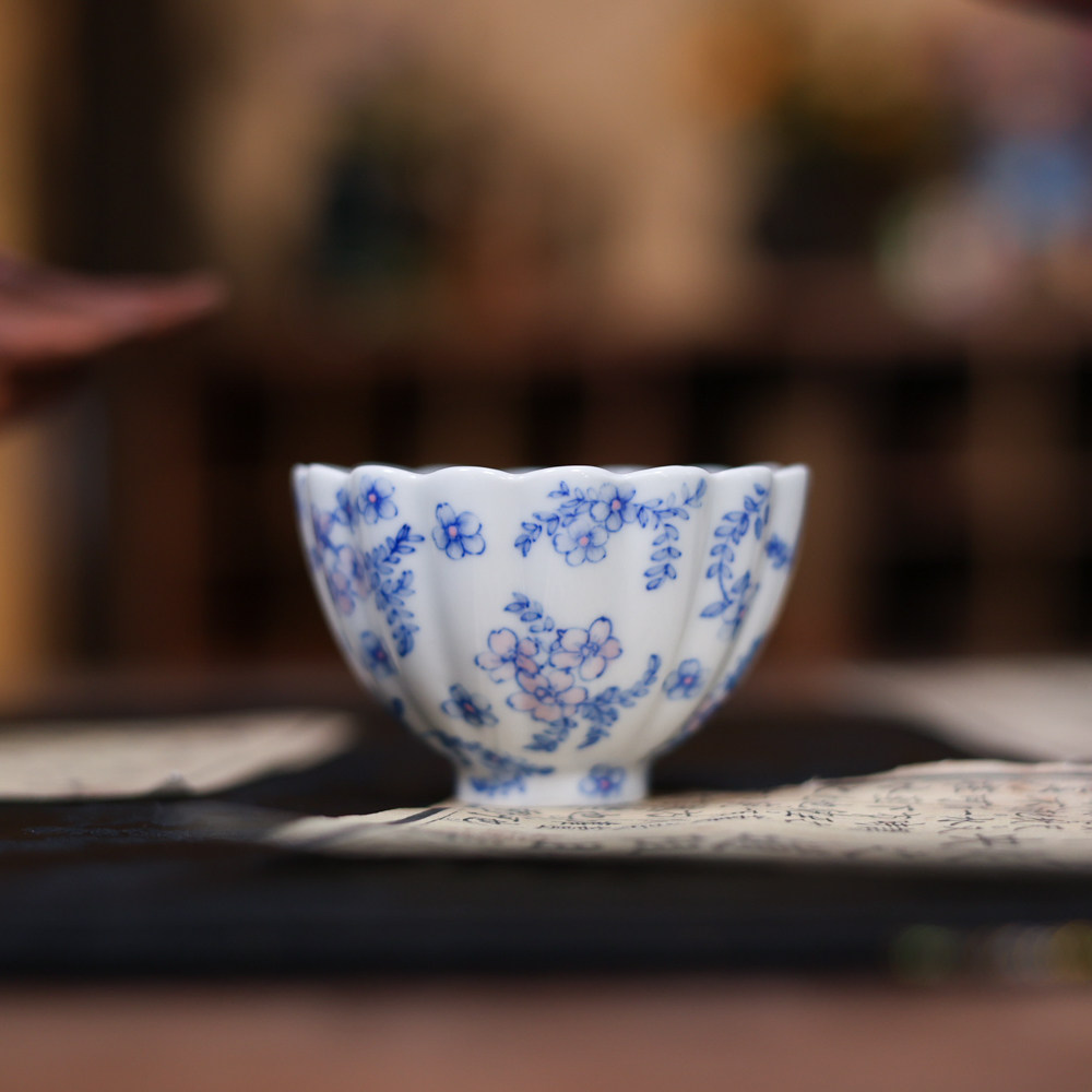 青樵轩茶杯梅花桃花梅落菊瓣杯